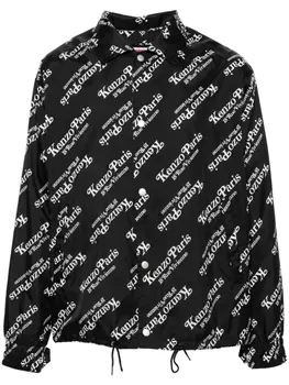 Kenzo ветровка с капюшоном и логотипом, черный