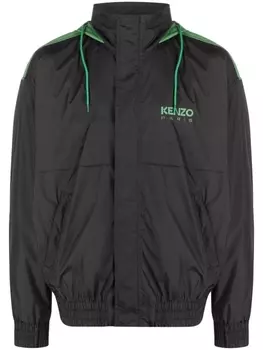 Kenzo ветровка с высоким воротником и логотипом, черный