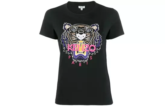 Футболка женская Kenzo, черный / розовый