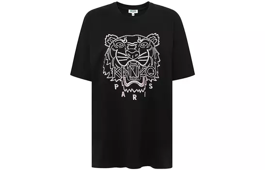 Футболка женская Kenzo Classic Tiger Head, черный / белый