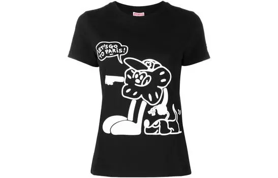 Футболка женская Kenzo с рисунком, черный / белый