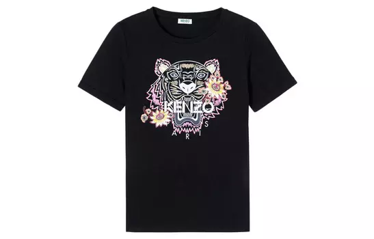 Футболка женская Kenzo с цветочным принтом, черный