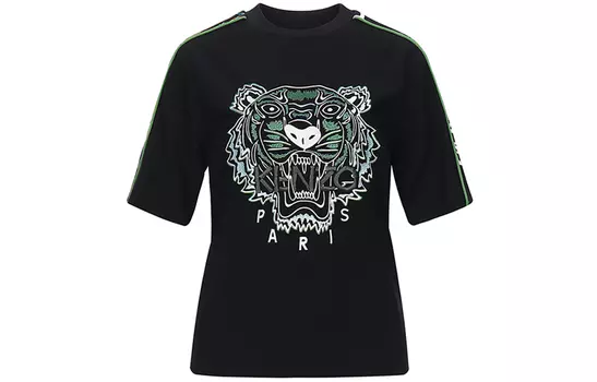 Футболка женская Kenzo Classic Tiger Head, черный / бело-зеленый