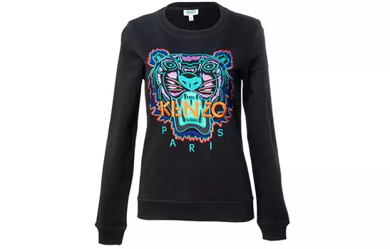 Толстовка женская Kenzo Classic Tiger Head, черный / бирюзовый