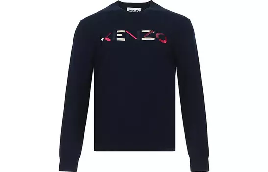 KENZO Женский джемпер с буквенным логотипом, темно-синий