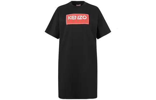 Платье женское Kenzo с короткими рукавами и логотипом, черный