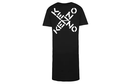 Платье женское Kenzo Letter Logo с короткими рукавами, черный