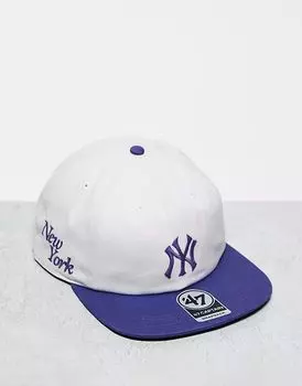 Кепка 47 Brand NY Yankees с прямым козырьком в бежево-синем цвете