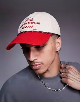 Кепка ASOS DESIGN белого цвета с отделкой из веревки и вышивкой, с контрастным козырьком