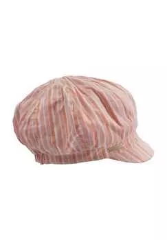 Кепка-Баллон из хлопчатобумажно-вискозной ткани в полоску 55614-0 Seeberger, цвет papaya