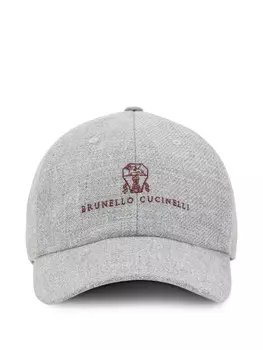 Кепка Brunello Cucinelli с вышитым логотипом, серый