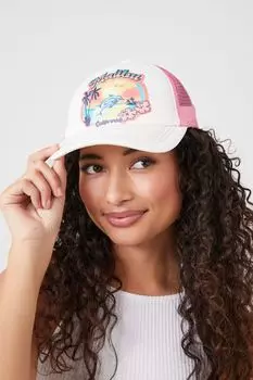 Кепка-дальнобойщик Malibu California с графическим рисунком Forever 21, кремовый