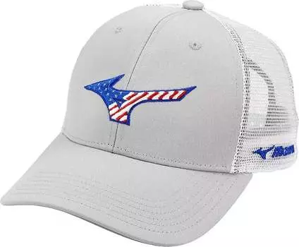 Кепка дальнобойщика Mizuno Runbird Patriot, серый/белый