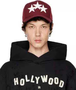 Кепка дальнобойщика с тремя звездами AMIRI, Burgundy