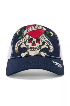 Кепка Ed Hardy Heart Skull, цвет Navy & White