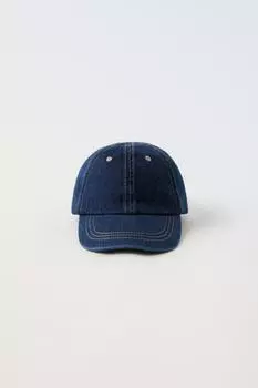 Кепка из джинса с отстрочкой ZARA, индиго