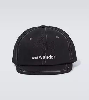 Кепка из хлопкового твила с логотипом And Wander, черный