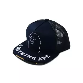 Кепка из сетчатой ткани с двойным козырьком BAPE, темно-синяя