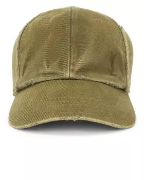 Кепка из стираной джинсовой ткани Saint Laurent, хаки
