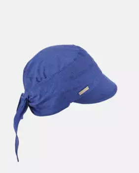 Кепка из ткани шамбре темно-синего цвета с бантом сзади Seeberger, тёмно-синий