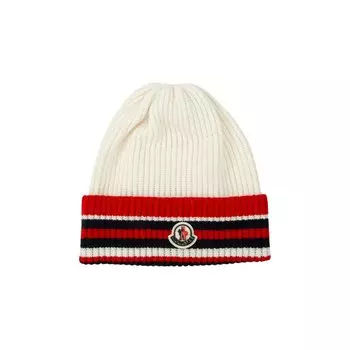 Кепка Moncler в полоску с логотипом Белый/красный/темно-синий