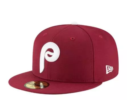 Кепка New Era 59Fifty MLB Philadelphia Phillies 1970 Cooperstown Fitted 11590961, цвет burgundy