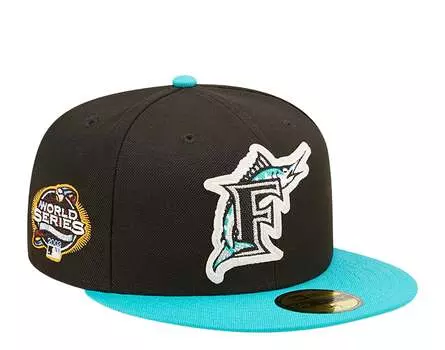 Кепка New Era Florida Marlins Letterman 59FIFTY Fitted 60296437 — черный/бирюзовый