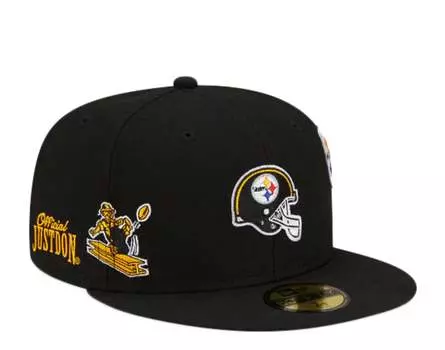 Кепка New Era x Just Don x Pittsburgh Steelers 59FIFTY Fitted Cap с серым нижним козырьком, черный