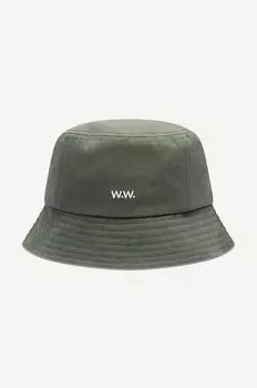 Кепка Ossian Bucket Hat хлопковая 12240817-7083 ЧЕРНАЯ Wood Wood, зеленый
