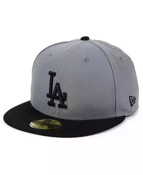 Кепка приталенного кроя Los Angeles Dodgers Basic Серо-Черная 59FIFTY New Era, серый