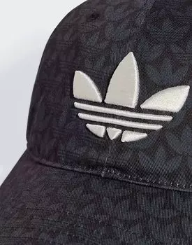 Кепка с монограммой-трилистником черного/облачно-белого цвета adidas Originals