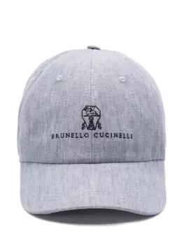 Кепка с вышитым логотипом Brunello Cucinelli, серый