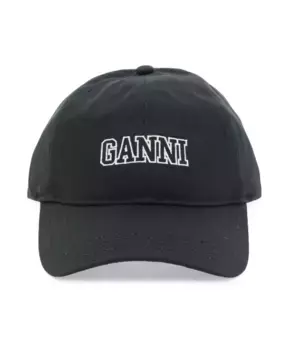 Кепка с вышитым логотипом Ganni, черный
