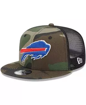 Кепка Snapback Main Trucker 9FIFTY с камуфляжным принтом Buffalo Bills для больших мальчиков и девочек New Era, зеленый