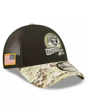 Кепка Snapback Trucker 9FORTY для юношей черного цвета с камуфляжным принтом Las Vegas Raiders 2022 Salute To Service New Era
