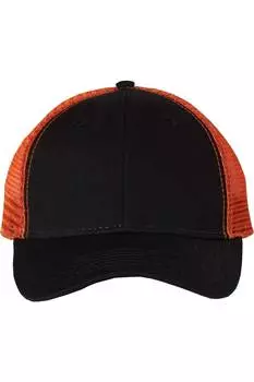 Кепка Sportsman Bio-Washed Trucker, черный/оранжевый