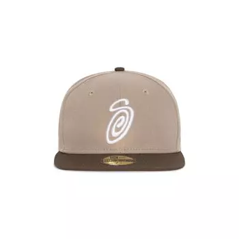 Кепка Stussy Curly S 59Fifty New Era, цвет Хаки/коричневый