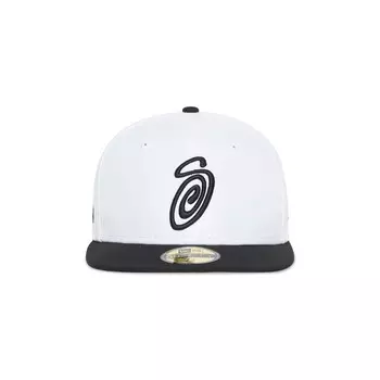 Кепка Stussy Curly S 59Fifty New Era, цвет Белый/Черный