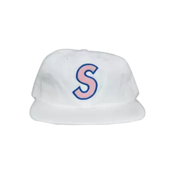 Кепка Supreme Felt с логотипом S, 6 панелей, Белая