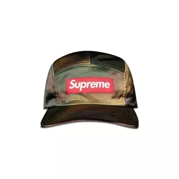 Кепка Supreme из стираного атласа с камуфляжным принтом Woodland Camo
