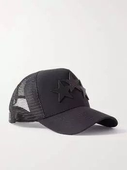 Кепка Trucker из хлопкового холста и сетки с кожаной отделкой AMIRI, черный