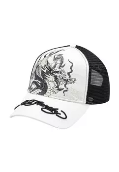 Кепка Unisex Mono Giant Dragon Front Ed Hardy, белая черная