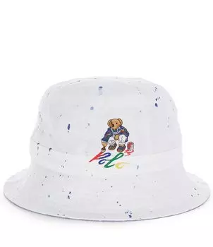 Кепка-ведро Polo Ralph Lauren для больших мальчиков 8–20 лет с брызгами краски Polo Bear, белый