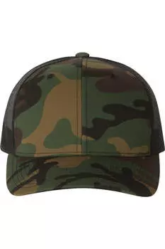 Кепка YP Classics из шести панелей в стиле ретро дальнобойщика, цвет green camo/ black