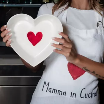 Керамическая форма для выпечки с шелкографией - Red Heart Simple Day