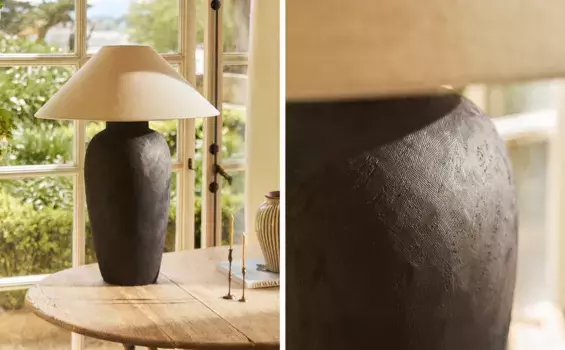 Керамическая льняная настольная лампа Zara Home, черный