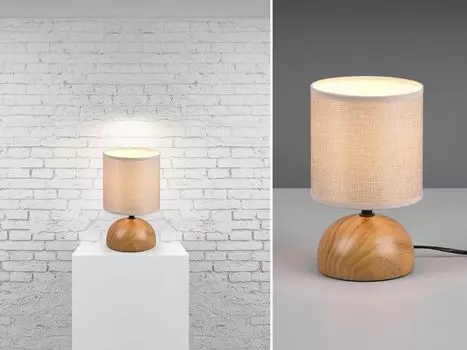 Керамическая настольная лампа LUCI под дерево с тканевым абажуром бежевый 14см Reality Leuchten