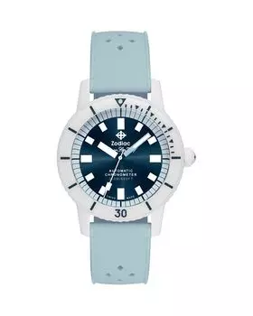 Керамические компрессионные дайверские автоматические часы с резиновым ремешком, 41 мм Zodiac, синий