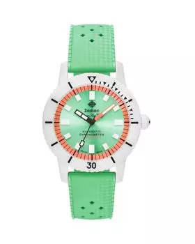 Керамические компрессионные дайверские автоматические часы с резиновым ремешком, 41 мм Zodiac, зеленый