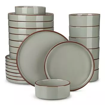 Керамический обеденный сервиз, комбинированный сервиз из 24 предметов, набор посуды на 8 персон, обеденная тарелка, миска для макарон и универсальная миска, полуматовый vancasso